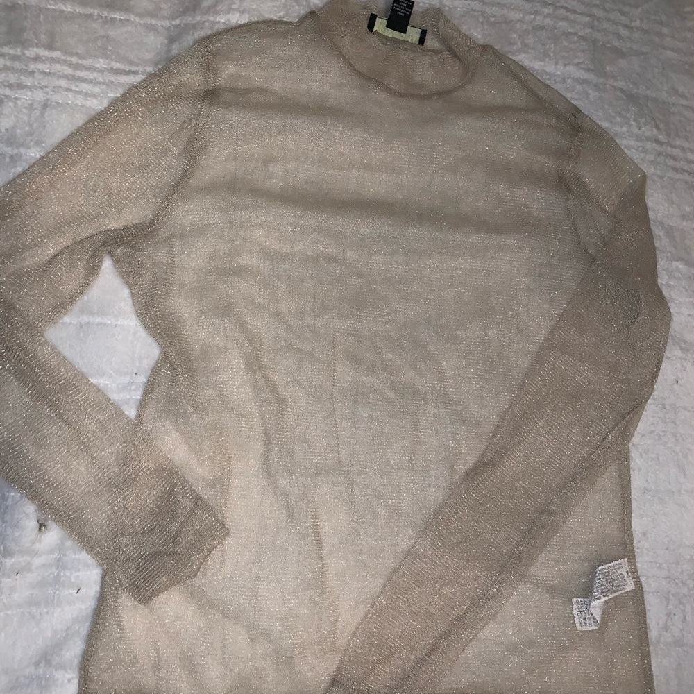 Sheer gold glitter turtleneck